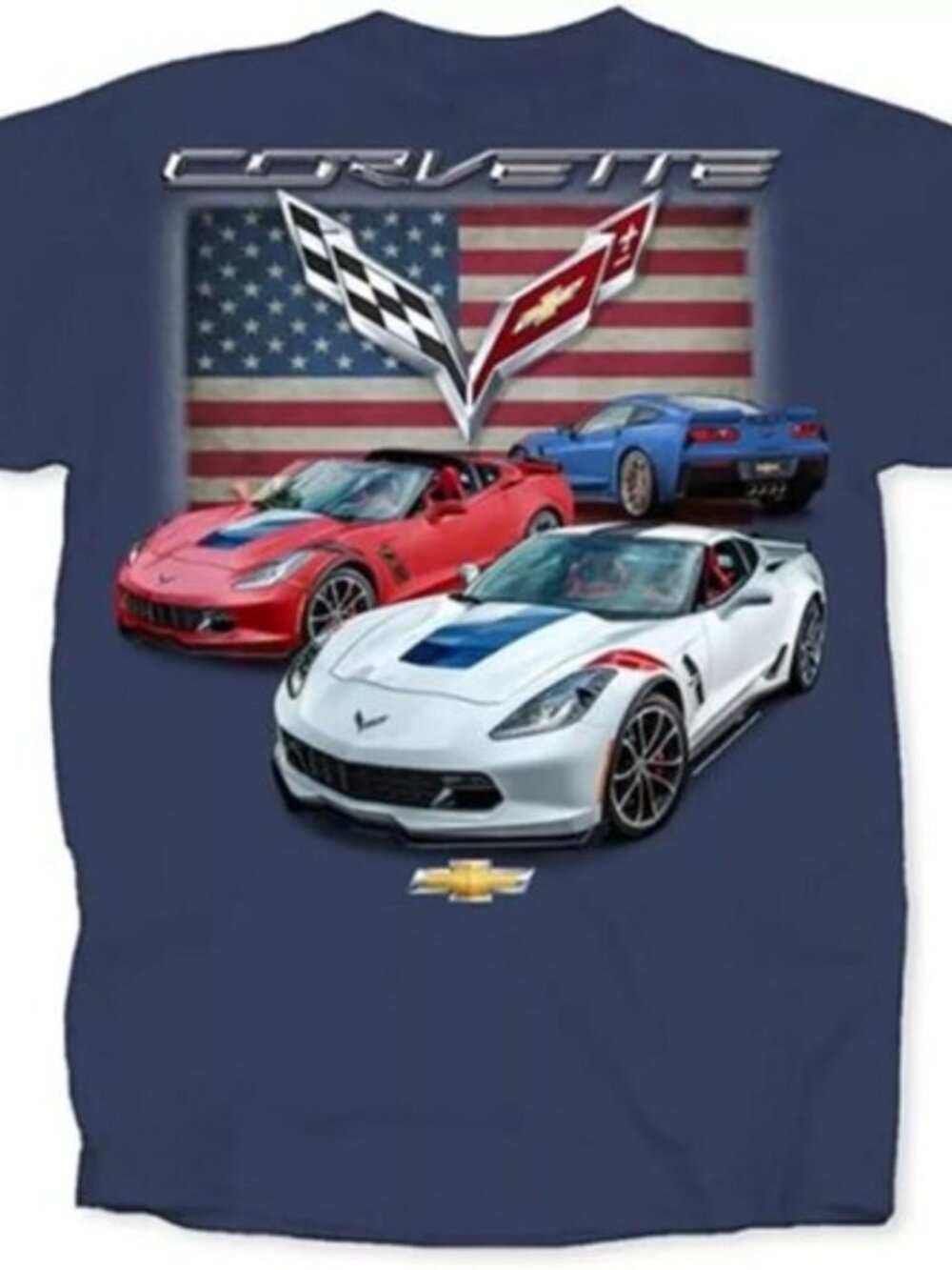 Joe Blow T's C7 Grand Sport Corvettes with Flag Men's T-Shirt